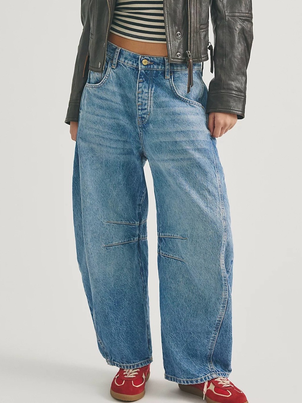Free People Good Luck Mid Rise Barrel Jean